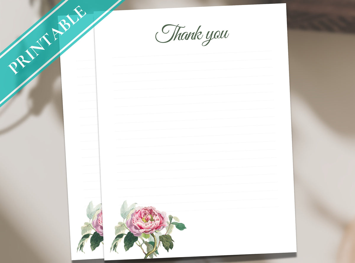 Vintage Rose Thank You Stationery