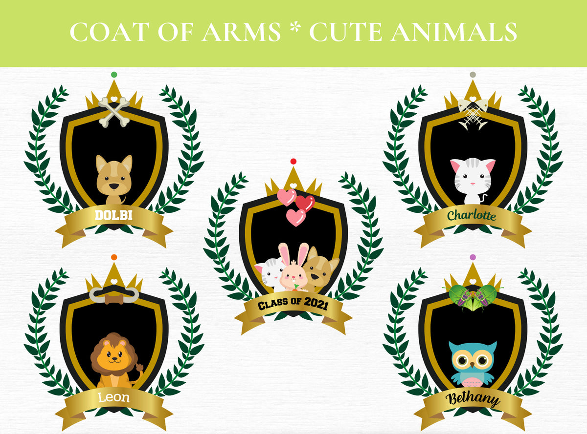 Cute Animal Crest Clipart PNGs – 15 Designs