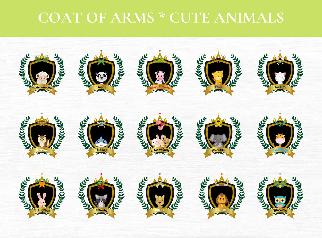 Cute Animal Crest Clipart PNGs – 15 Designs