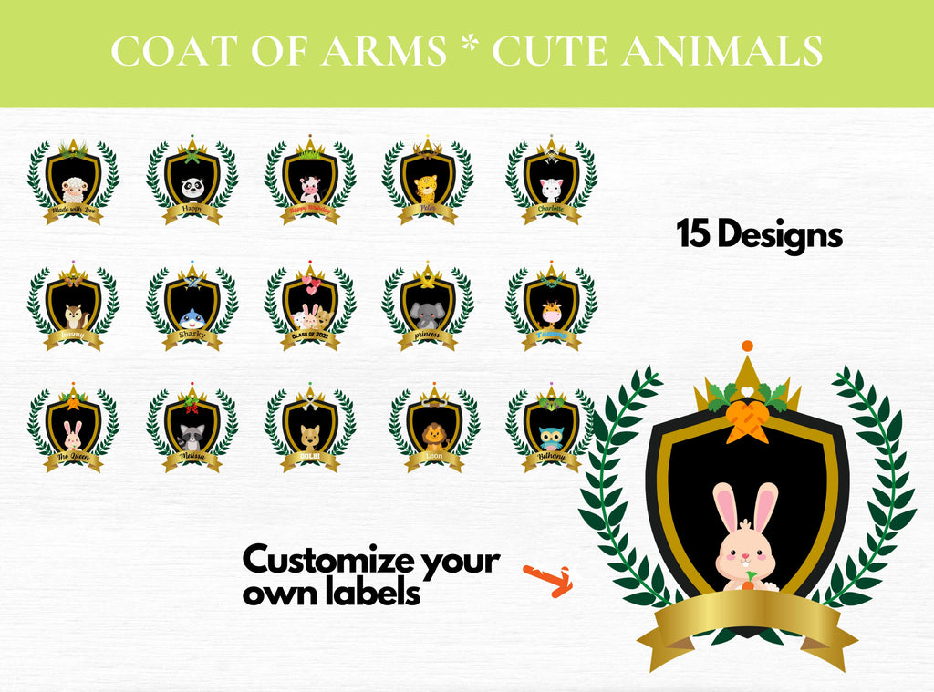 Cute Animal Crest Clipart PNGs – 15 Designs