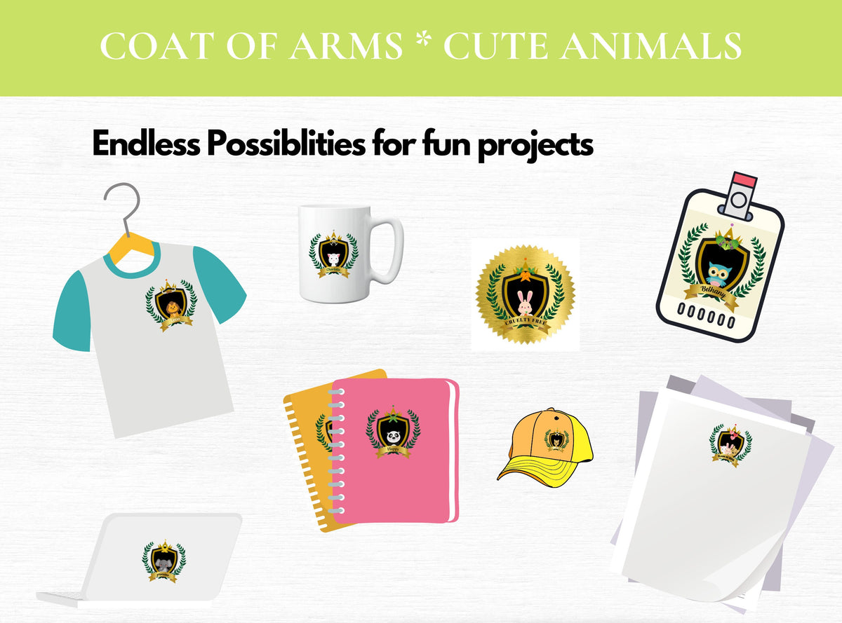 Cute Animal Crest Clipart PNGs – 15 Designs