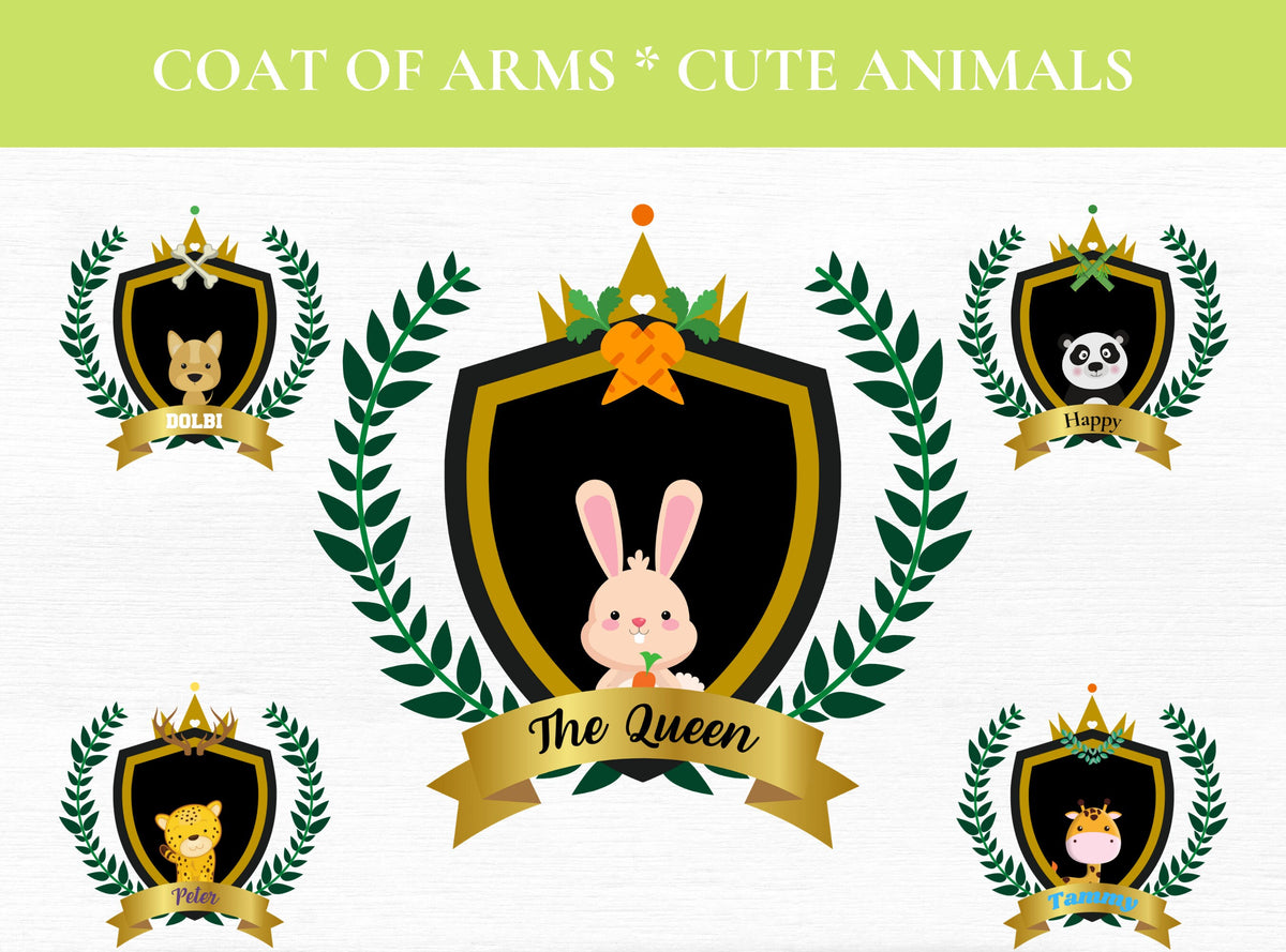 Cute Animal Crest Clipart PNGs – 15 Designs