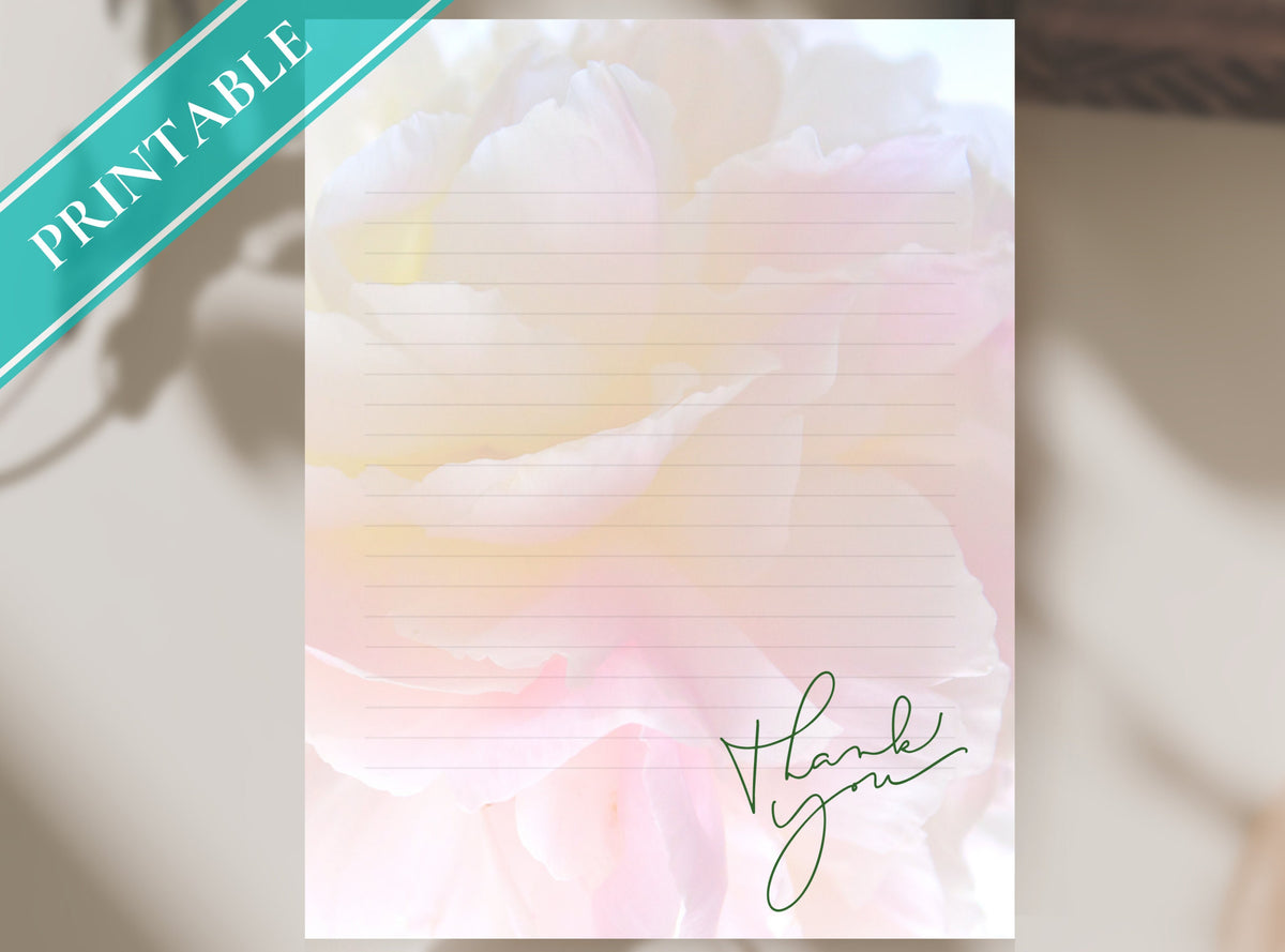 Pink Floral Thank You Stationery