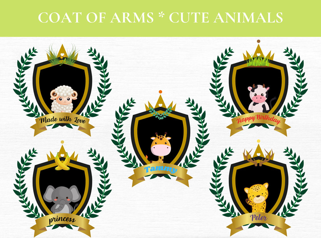 Cute Animal Crest Clipart PNGs – 15 Designs
