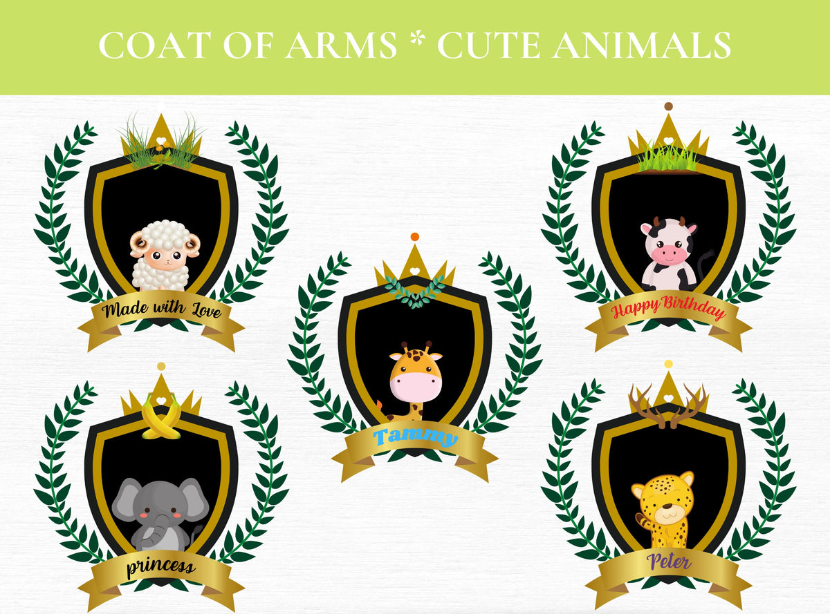 Cute Animal Crest Clipart PNGs – 15 Designs