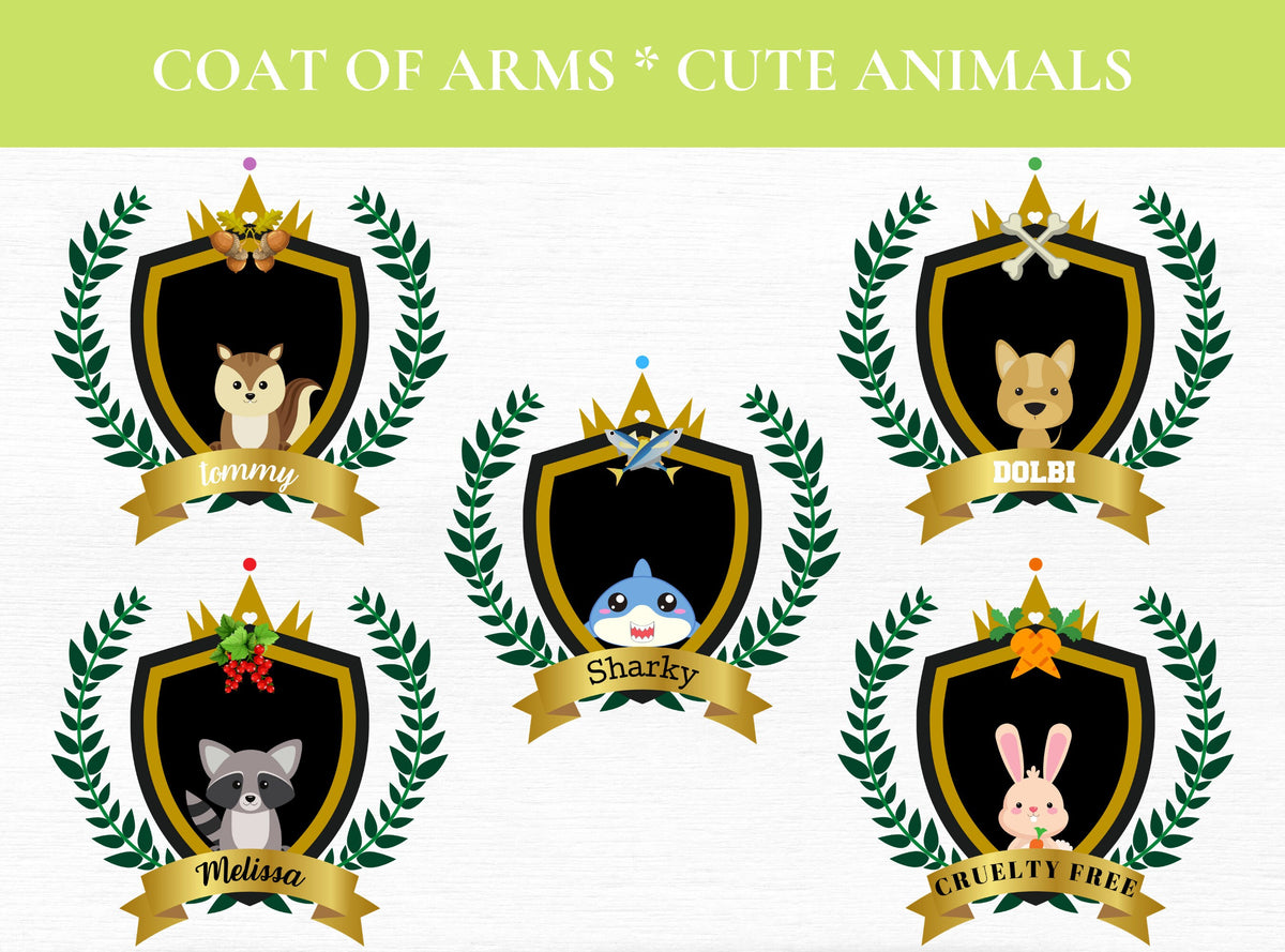 Cute Animal Crest Clipart PNGs – 15 Designs