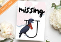 Printable Missing You Greeting Card – Black Bird Design