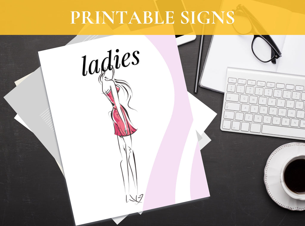 Modern Printable Bathroom Signs – 3 Designs