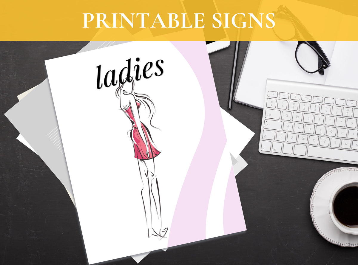 Modern Printable Bathroom Signs – 3 Designs