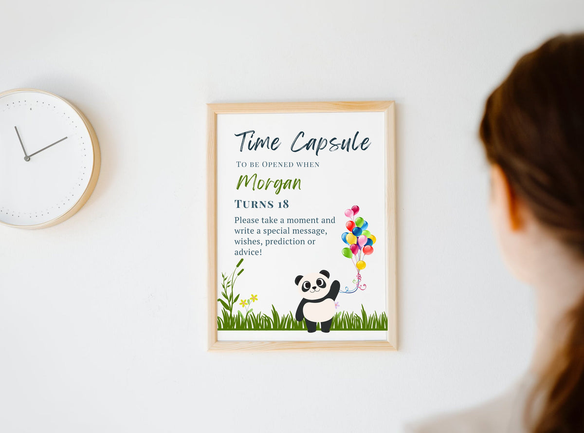 Kids Birthday Panda Party Set Printable Bundle - Welcome Sign, Time Capsule, Gift Table, Thank You Tags, Cup Cake Topper, | Happy Panda