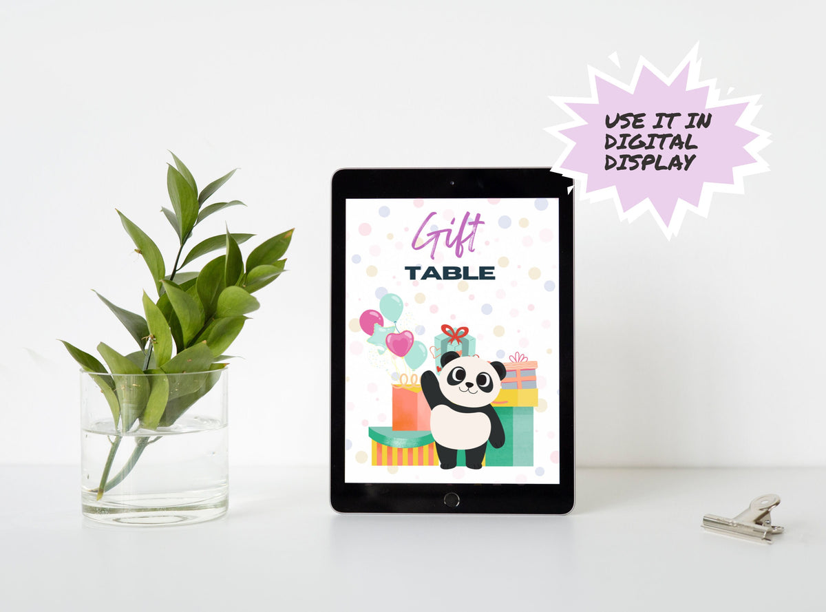 Kids Birthday Panda Party Set Printable Bundle - Welcome Sign, Time Capsule, Gift Table, Thank You Tags, Cup Cake Topper, | Happy Panda