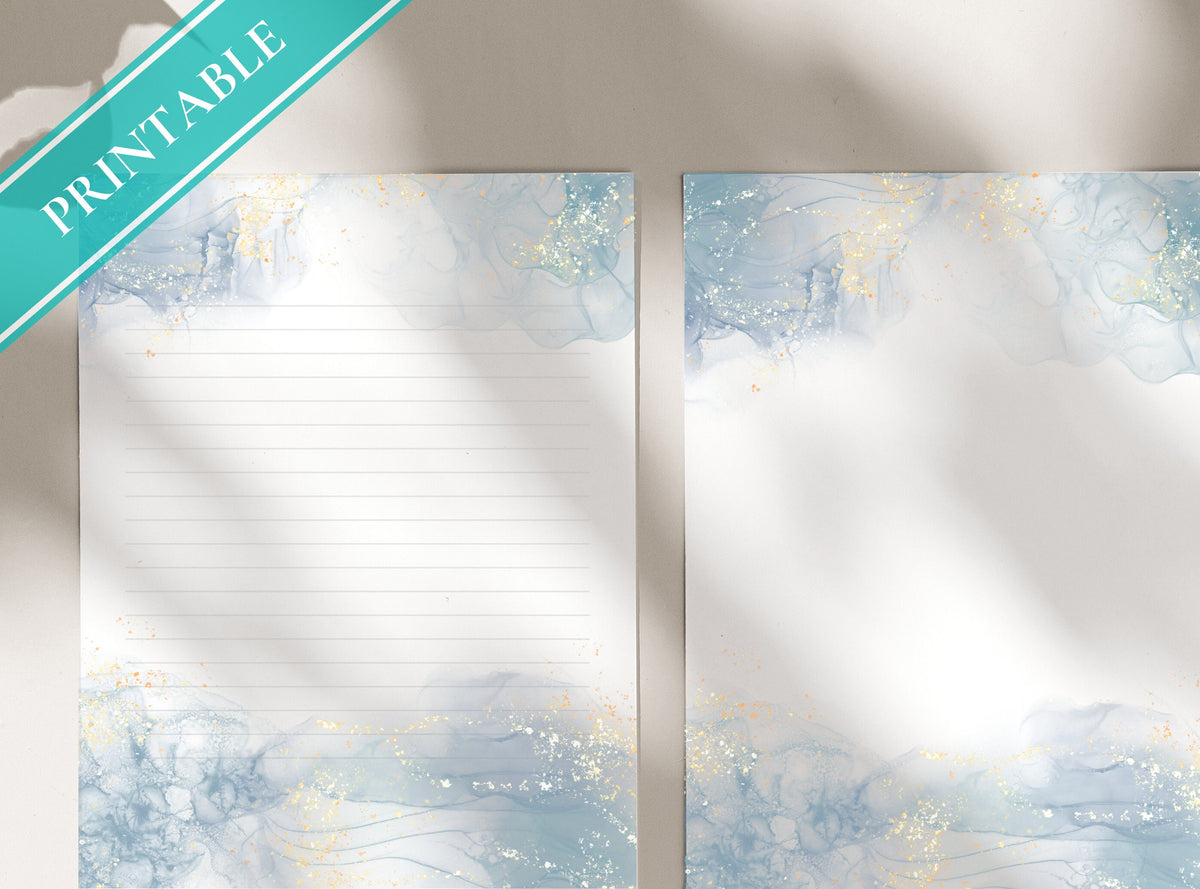 Blue Alcohol Ink Stationery