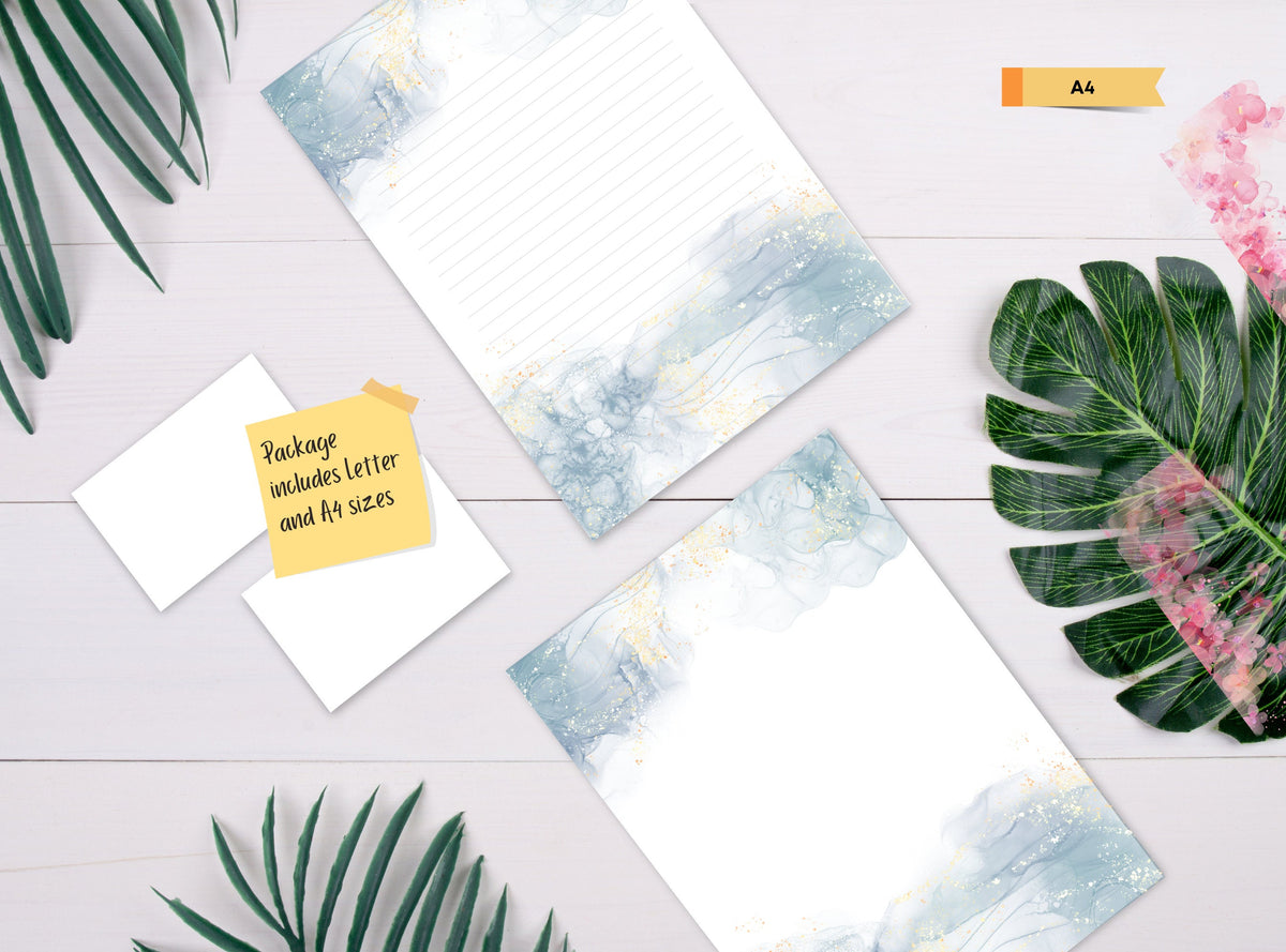 Blue Alcohol Ink Stationery