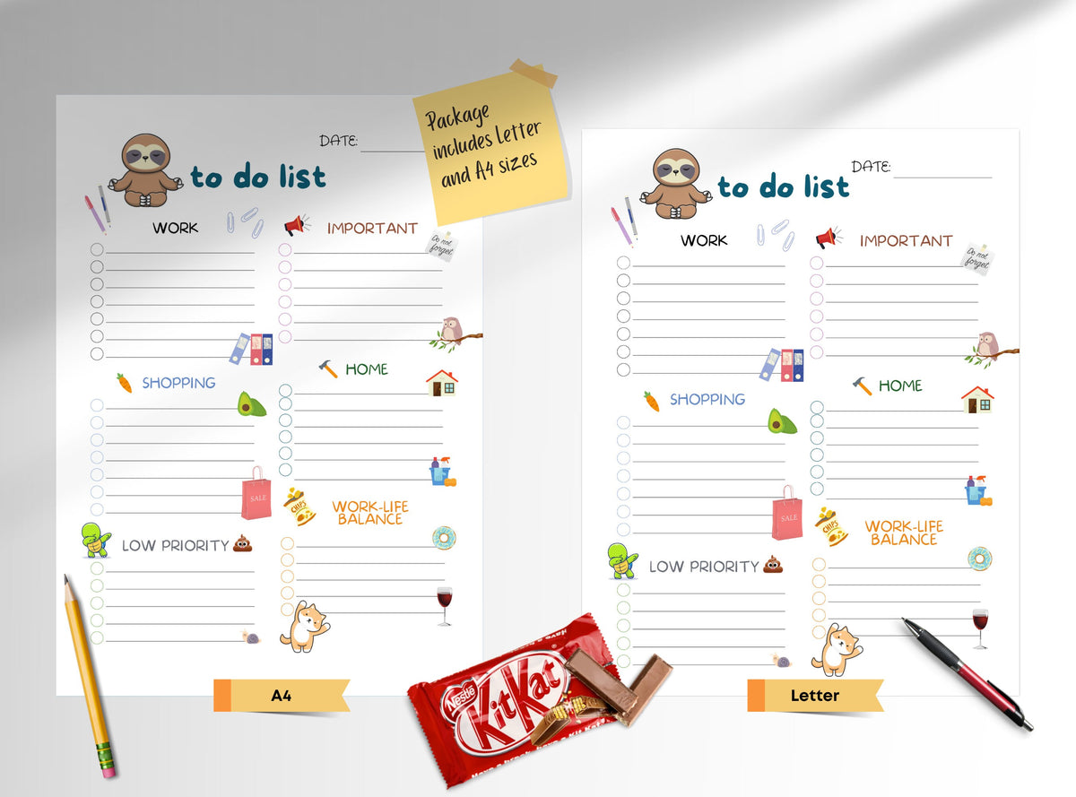 Funny Sloth To-Do List Printable