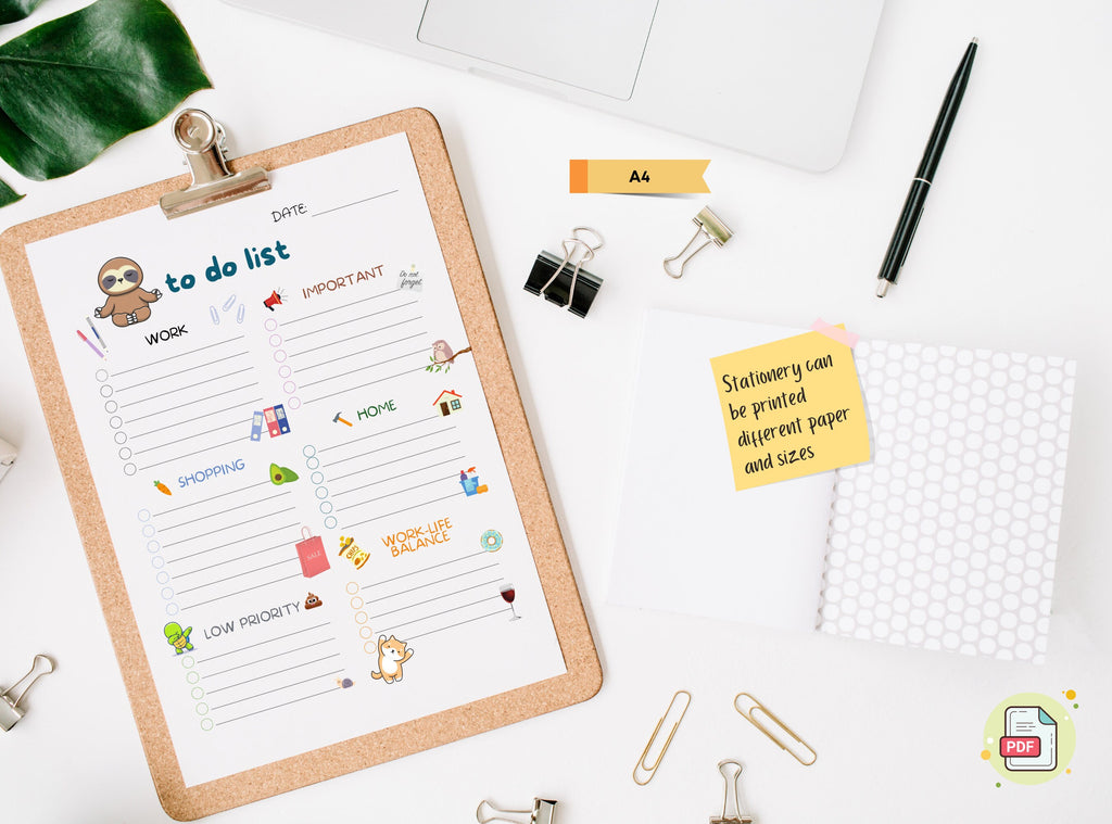 Funny Sloth To-Do List Printable