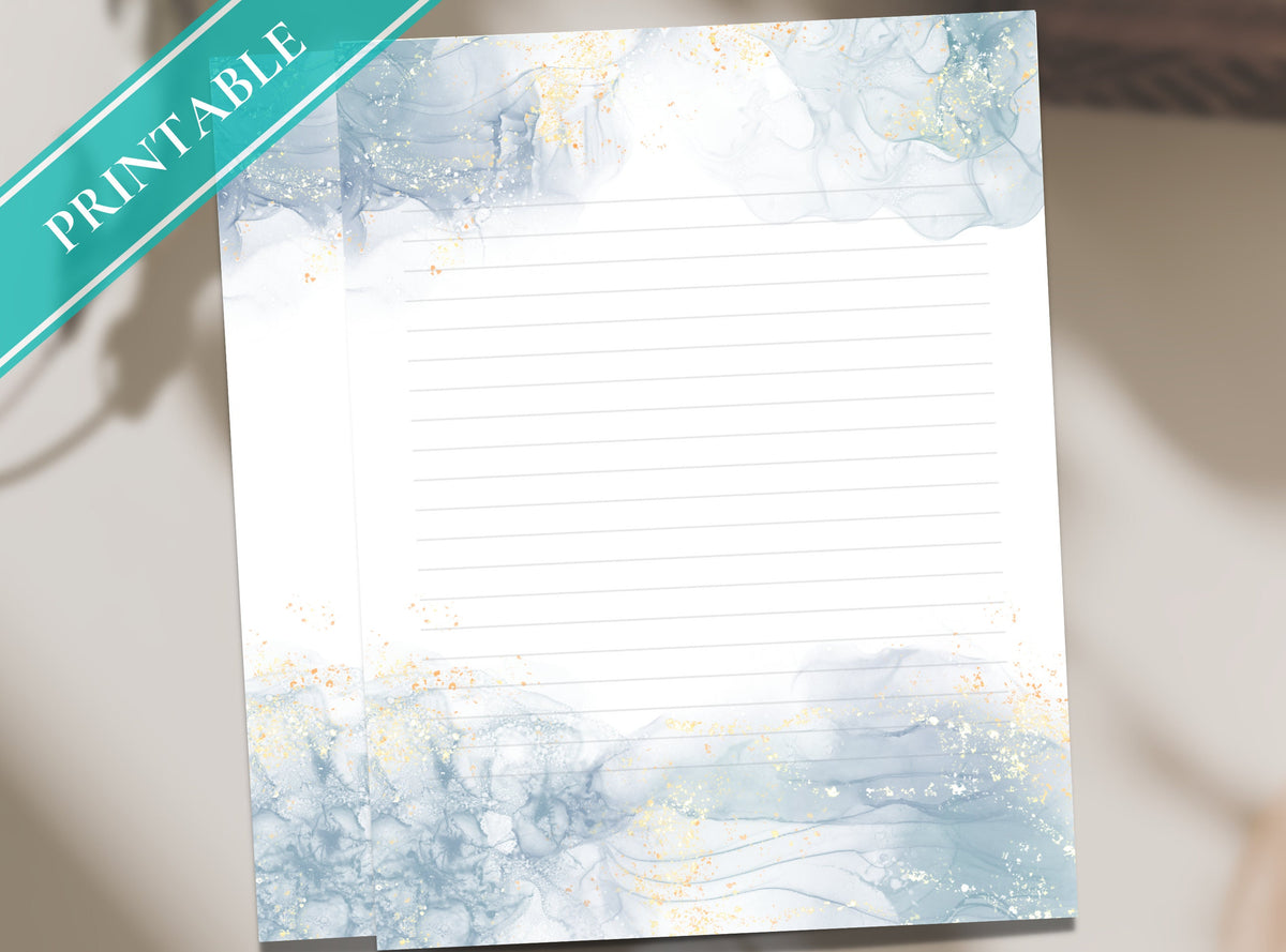 Blue Alcohol Ink Stationery