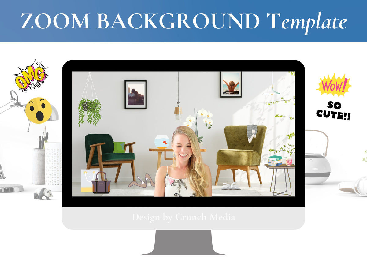 Bohemian Chic Living Room Zoom Background Template