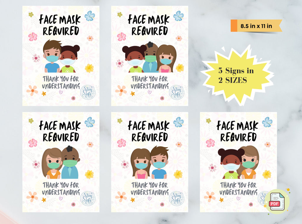 Face Mask Required Signs – Printable Set of 5