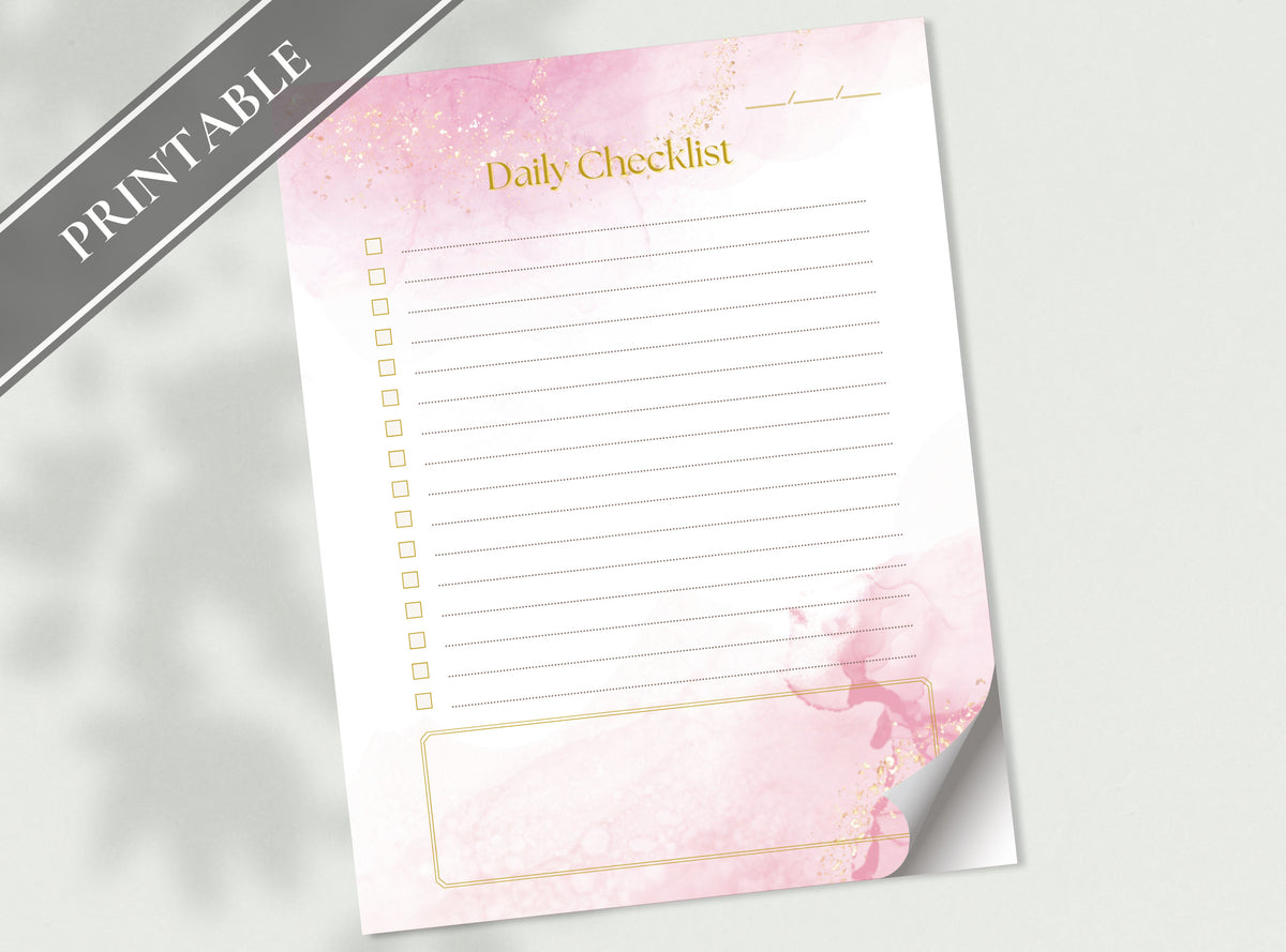 Simple To Do List - Blue Pink Printable Task List, Things to Do, Checklist, Daily Weekly Reminder List, Letter size and A4 | Alcohol Ink