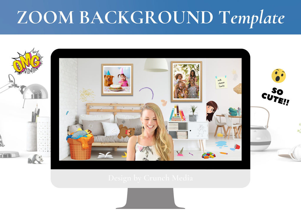 Funny Messy Kids’ Room Zoom Background Template