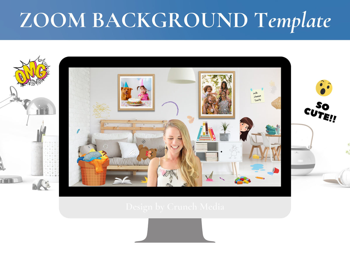 Funny Messy Kids’ Room Zoom Background Template