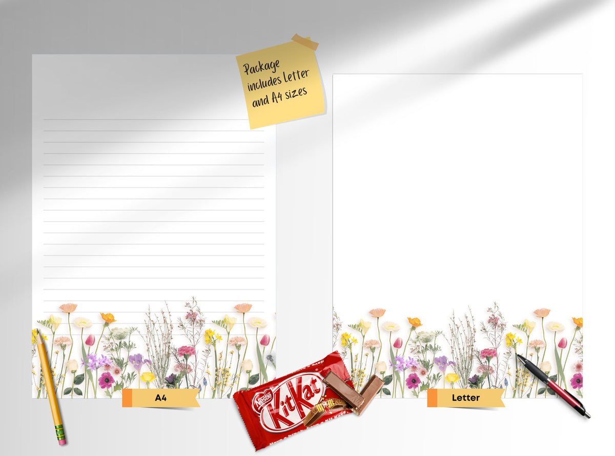 Simple Real Flowers Stationery