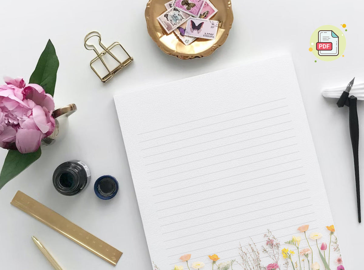 Simple Real Flowers Stationery
