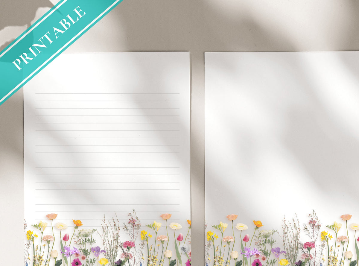 Simple Real Flowers Stationery