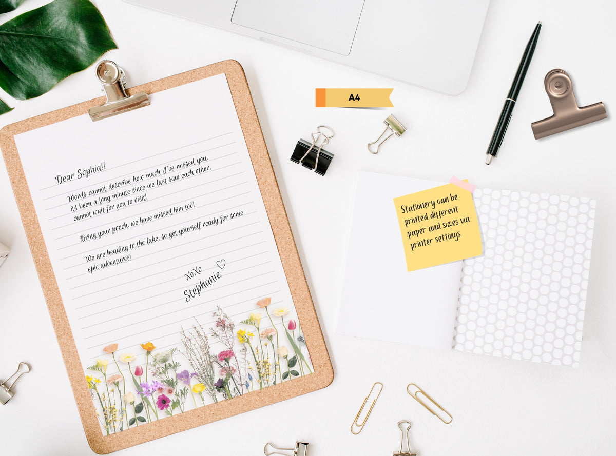 Simple Real Flowers Stationery