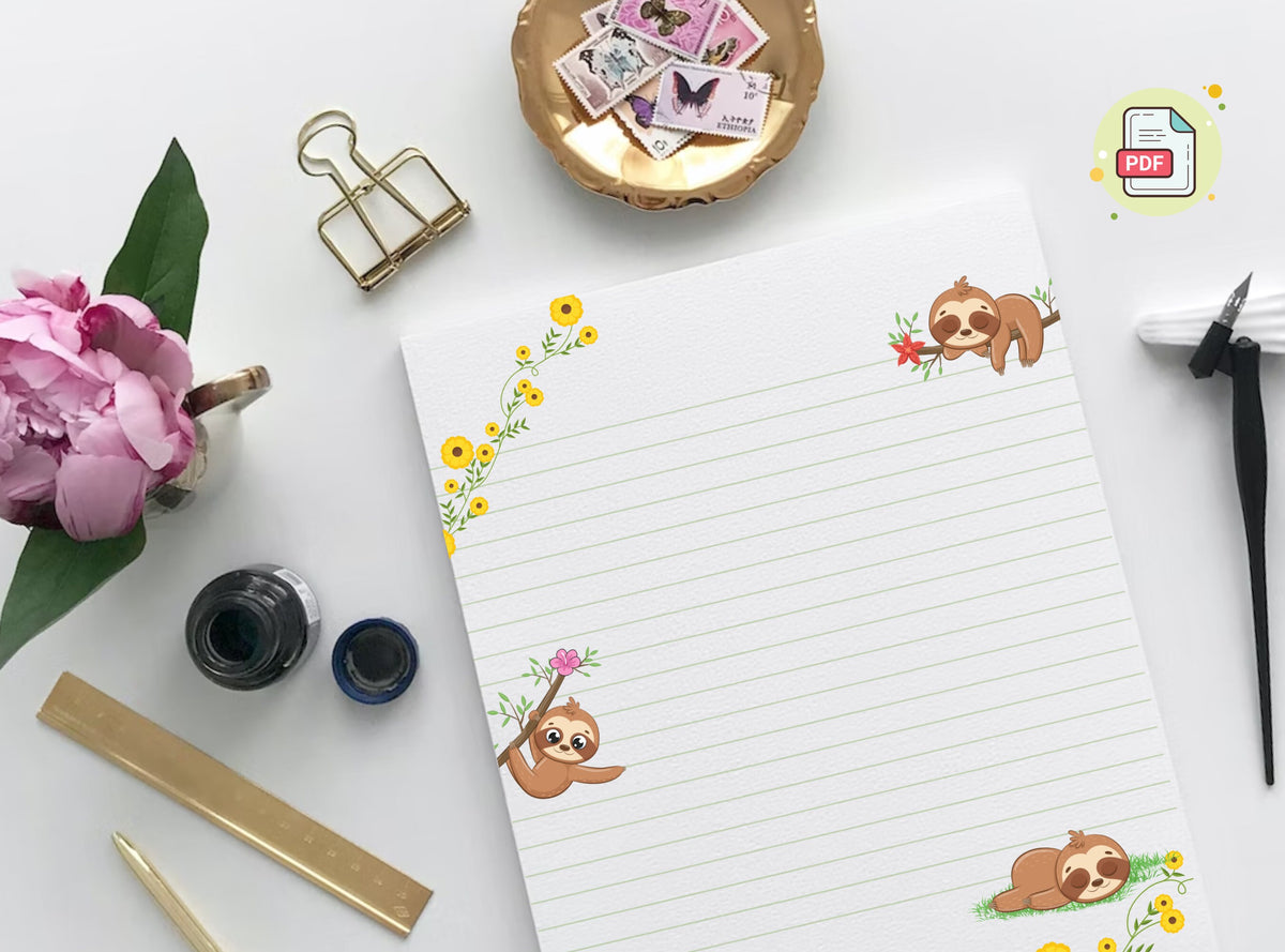 Funny Sloth Stationery