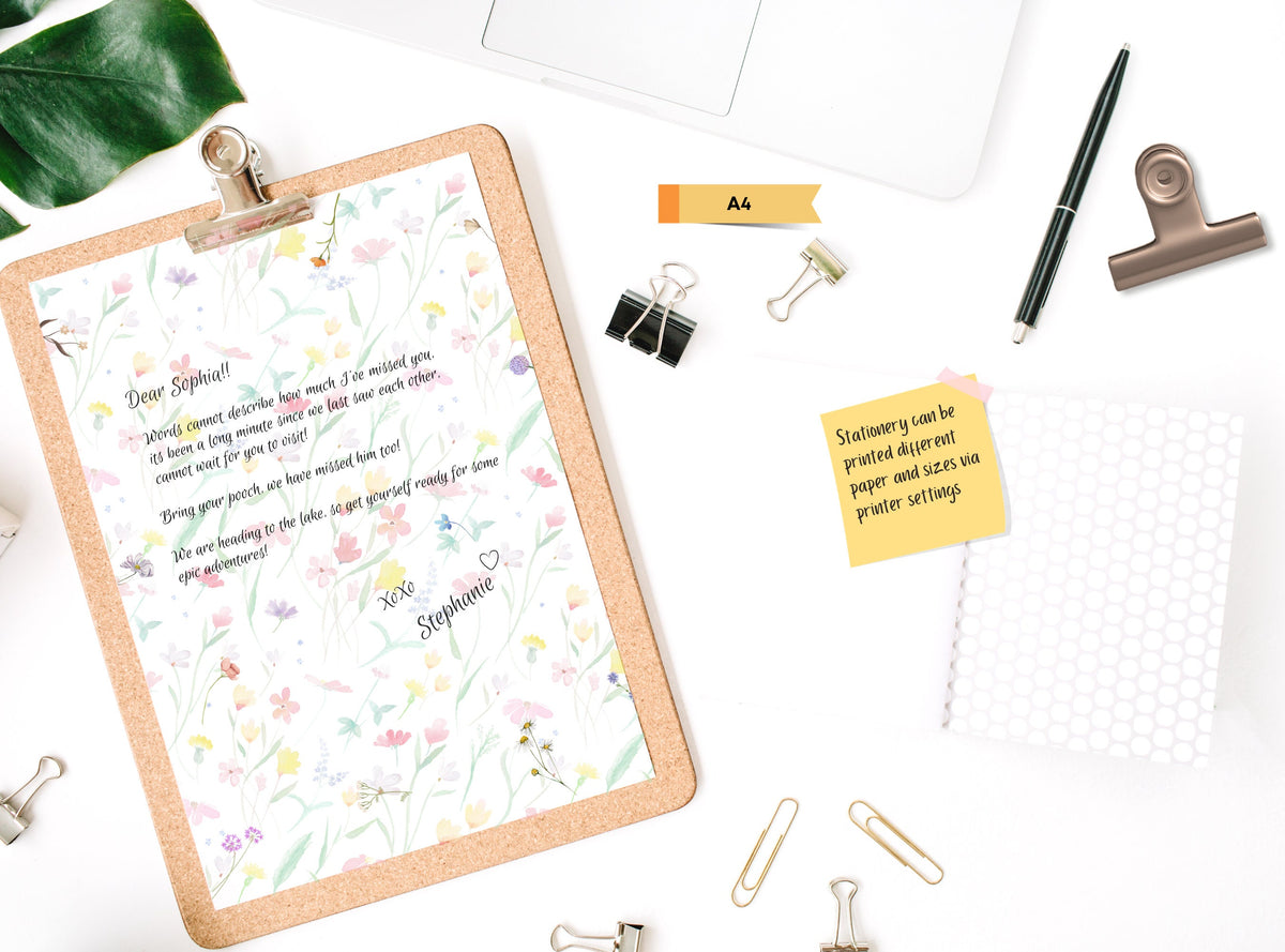 Faded Watercolor Floral Stationery