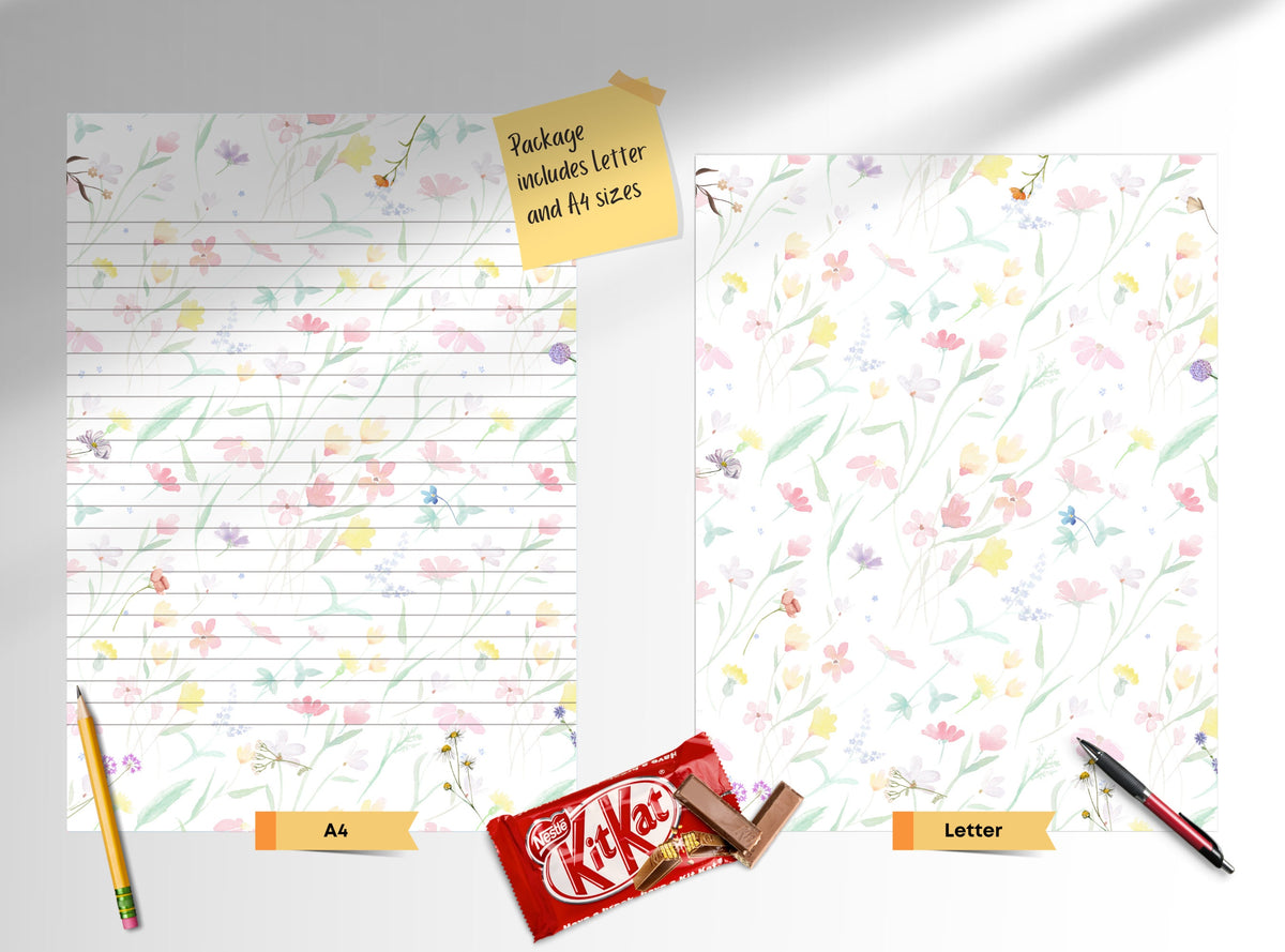 Faded Watercolor Floral Stationery